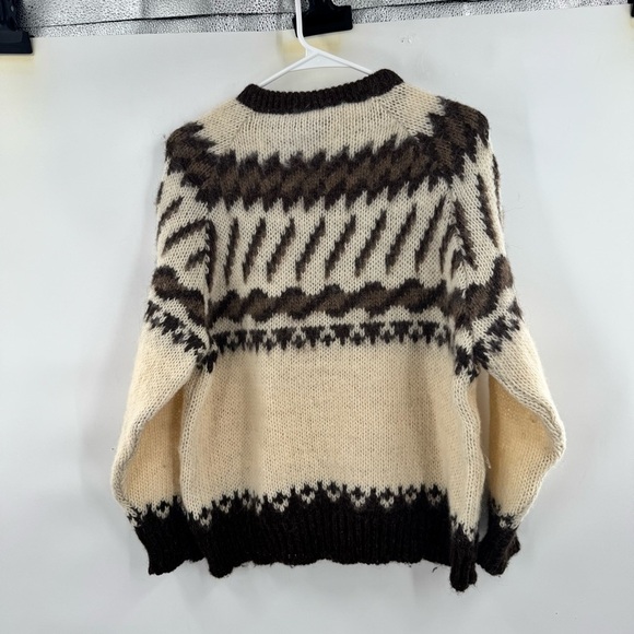 Eskimo knitwear Cream and Brown Patterned Sweater size M - Picture 7 of 7
